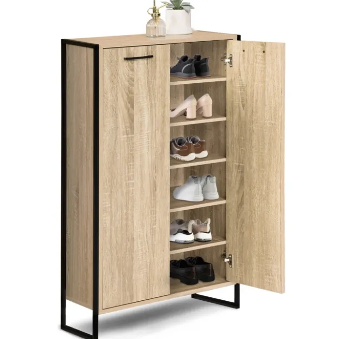 Armoire à chaussures industrielle bois et métal