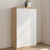 Armoire à chaussures 18 paires 2 portes blanc et effet bois