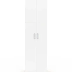 Armoire 2 portes blanc et bois penderie 50 cm avec étagère