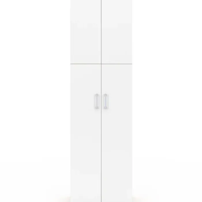 Armoire 2 portes blanc et bois penderie 50 cm avec étagère