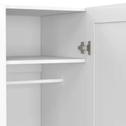 Armoire 3 portes blanc penderie 120 cm avec 2 tiroirs et étagères