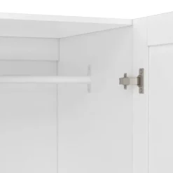 Armoire 4 portes blanche dressing penderie et 2 tiroirs 160 cm