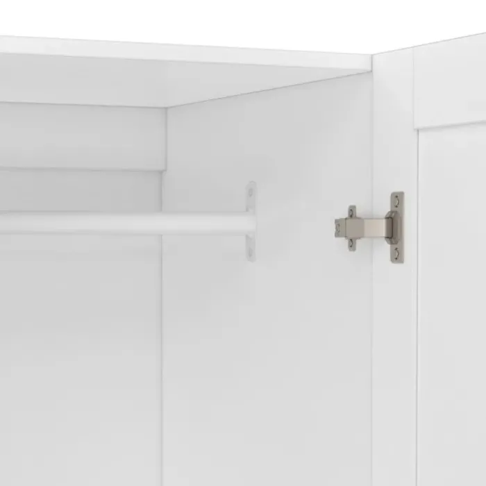 Armoire 4 portes blanche dressing penderie et 2 tiroirs 160 cm