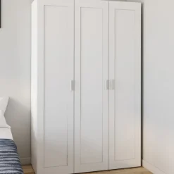 Armoire 3 portes blanche penderie et rangement 120 cm