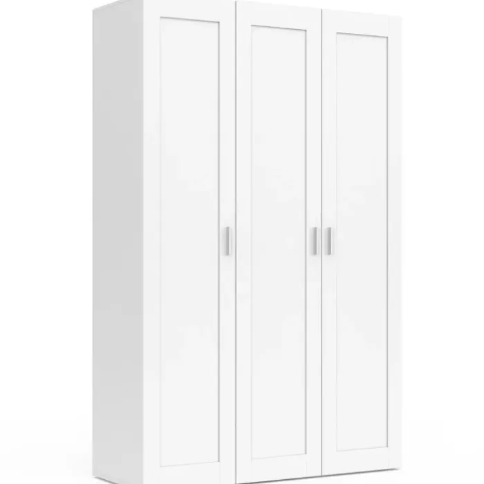 Armoire 3 portes blanche penderie et rangement 120 cm
