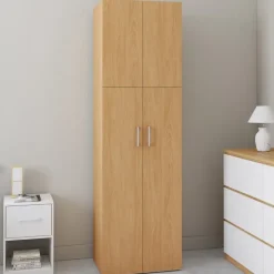 Armoire 2 portes bois penderie 50 cm avec étagère