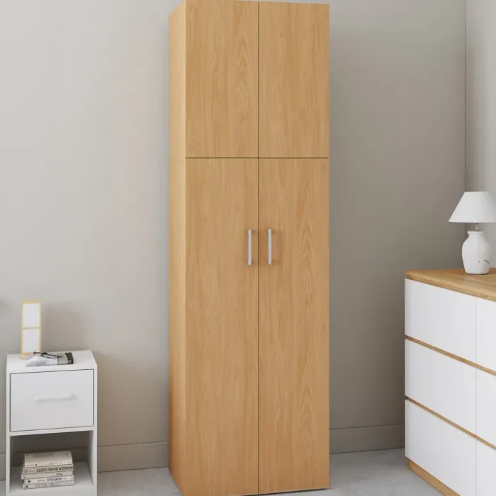 Armoire 2 portes bois penderie 50 cm avec étagère