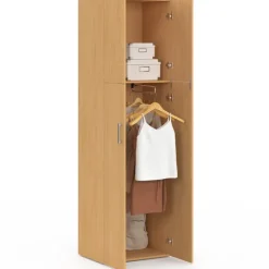 Armoire 2 portes bois penderie 50 cm avec étagère
