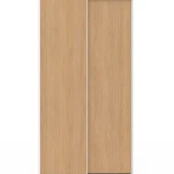 Armoire 2 portes coulissantes blanc et bois penderie 100 cm avec étagères rangement maxi capacité