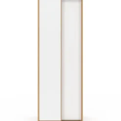 Armoire 2 portes coulissantes SLIDEA bois et blanc 60 cm penderie avec étagère