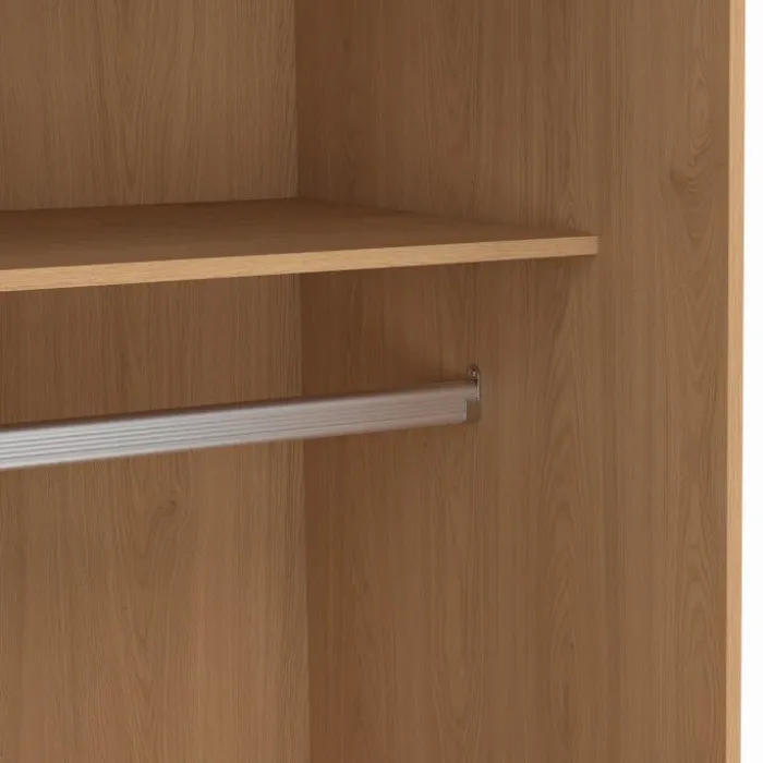 Armoire 2 portes coulissantes SLIDEA bois et blanc 60 cm penderie avec étagère