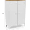 Armoire basse industrielle 2 portes métal noir et plateau bois