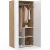 Armoire blanc et bois 2 portes et étagères