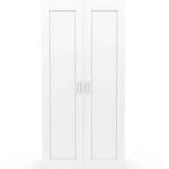 Armoire blanc et bois 2 portes et étagères
