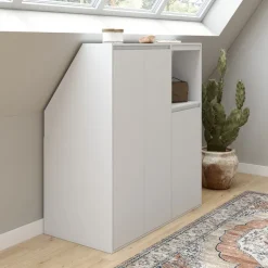 Armoire blanche sous pente 3 portes 1 niche