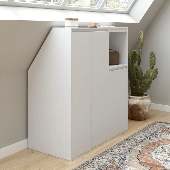 Armoire blanche sous pente 3 portes 1 niche