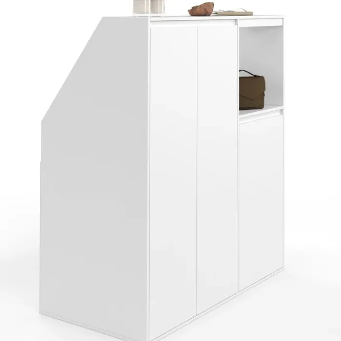 Armoire blanche sous pente 3 portes 1 niche