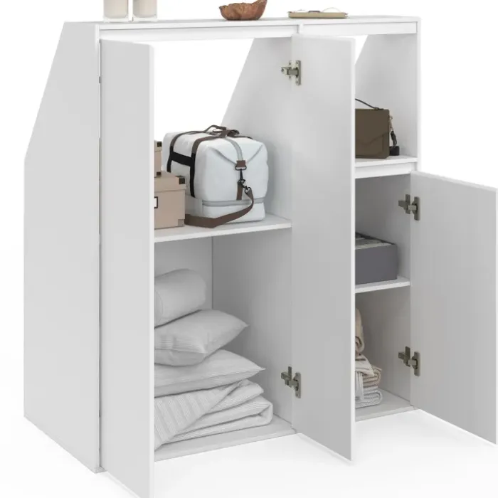 Armoire blanche sous pente 3 portes 1 niche