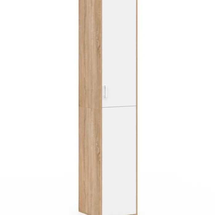Armoire de bureau bois 180 cm multifonction 3 étagères 1 porte blanche