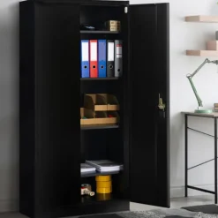 Armoire de bureau en métal noir 80x180 cm