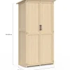 Armoire de jardin en bois 90x50x160 cm avec toit incliné double porte et étagères