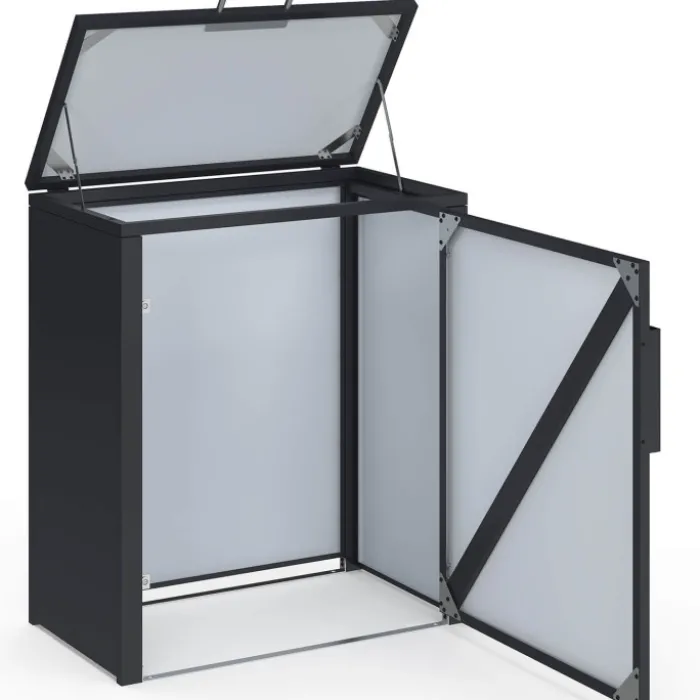 Armoire de jardin en métal 70 x 40 x 80 cm gris anthracite avec porte et toit relevable