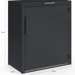Armoire de jardin en métal 70 x 40 x 80 cm gris anthracite avec porte et toit relevable