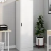 Armoire de rangement 1 porte avec étagères blanc et bois