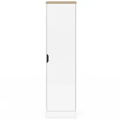 Armoire de rangement 1 porte avec étagères blanc et bois