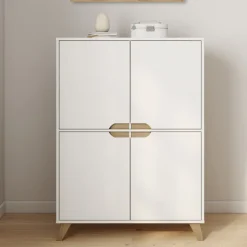 Armoire de rangement scandinave avec 4 portes bois blanc