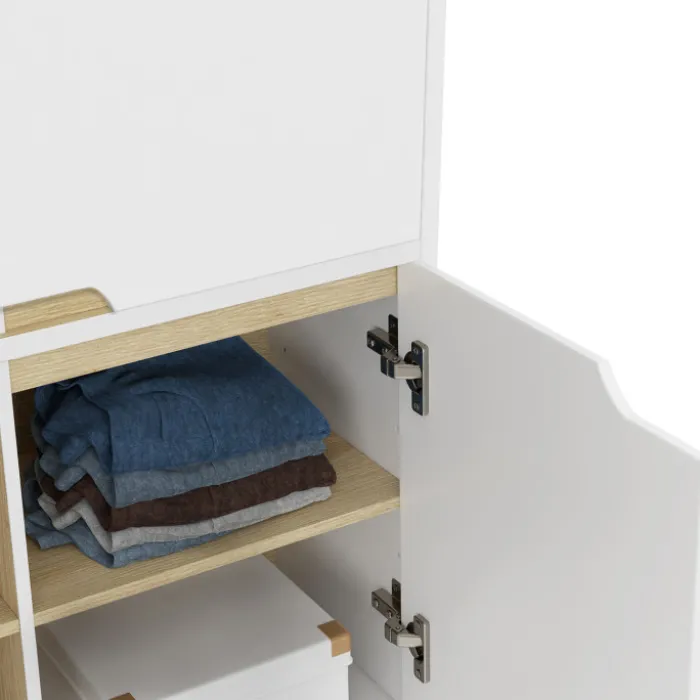 Armoire de rangement scandinave avec 4 portes bois blanc