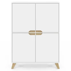 Armoire de rangement scandinave avec 4 portes bois blanc