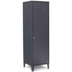 Armoire industrielle vestiaire métallique et bois gris foncé