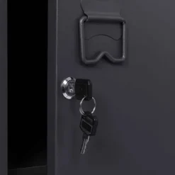 Armoire industrielle vestiaire métallique et bois gris foncé