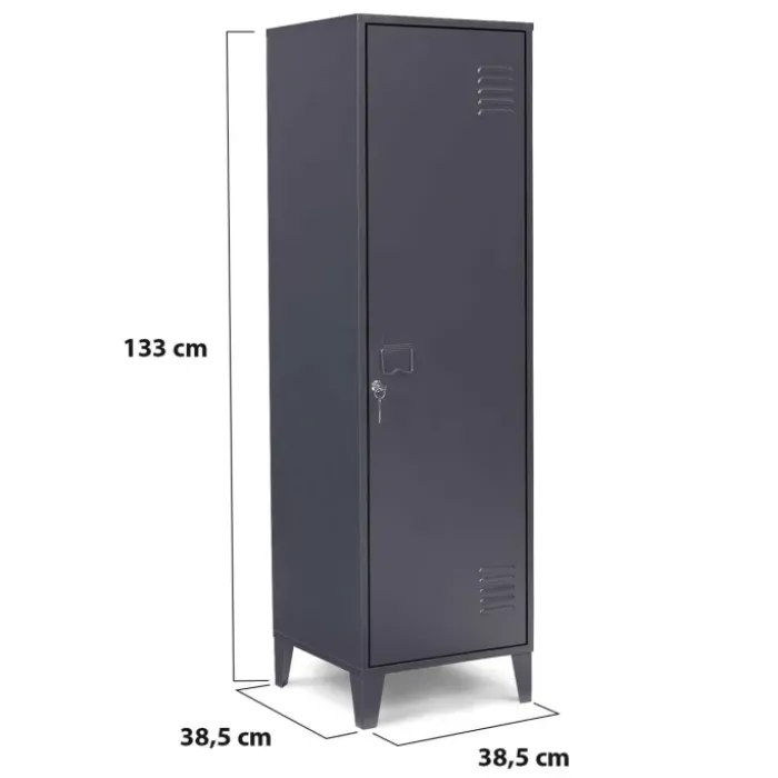 Armoire industrielle vestiaire métallique et bois gris foncé