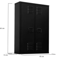 Armoire murale 2 portes noir et métal