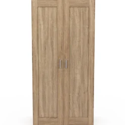 Armoire penderie en hêtre avec 2 portes et étagères