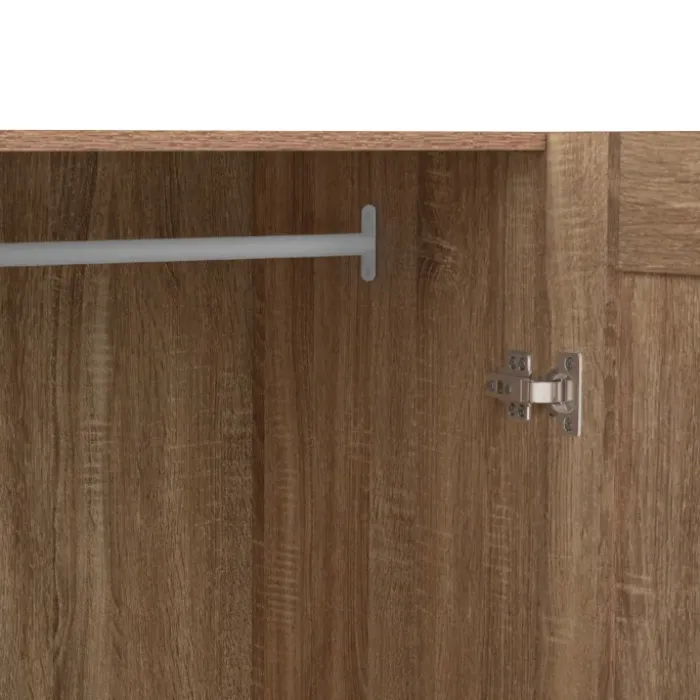 Armoire penderie en hêtre avec 2 portes et étagères