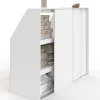 Armoire sous pente 3 portes coulissantes 3 niveaux 130 x 50 x 70/110 cm blanc