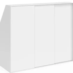 Armoire sous pente 3 portes coulissantes 3 niveaux 130 x 50 x 70/110 cm blanc