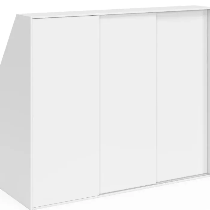 Armoire sous pente 3 portes coulissantes 3 niveaux 130 x 50 x 70/110 cm blanc