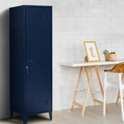 Armoire vestiaire porte métallique bleue industrielle