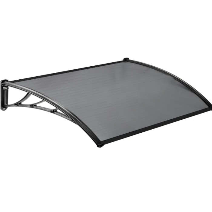 Auvent de porte marquise en polycarbonate noire 80 x 120 cm