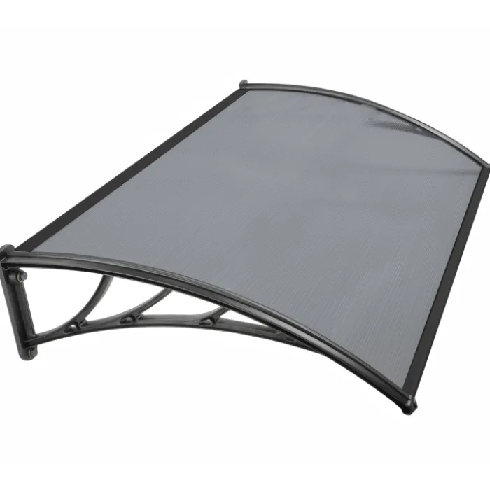 Auvent de porte marquise en polycarbonate noire 80 x 120 cm