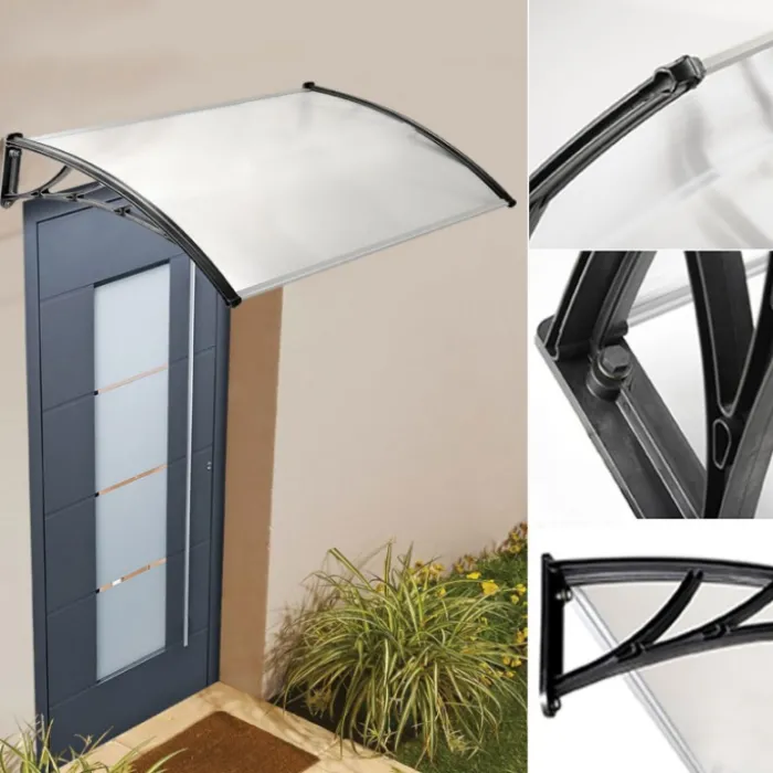 Auvent de porte marquise polycarbonate 80x120 cm