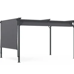 Auvent inclinable et réglable 250 x 150 cm pour pergola toit rétractable gris anthracite