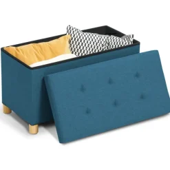 Banc coffre bleu canard 76 cm