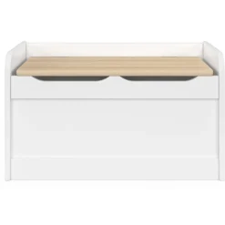 Banc coffre de rangement enfant 60 cm en bois blanc et hêtre