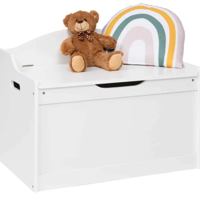 Banc coffre de rangement enfant en bois blanc