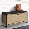 Banc d'entrée industriel avec coussin et rangement chaussures 100 cm